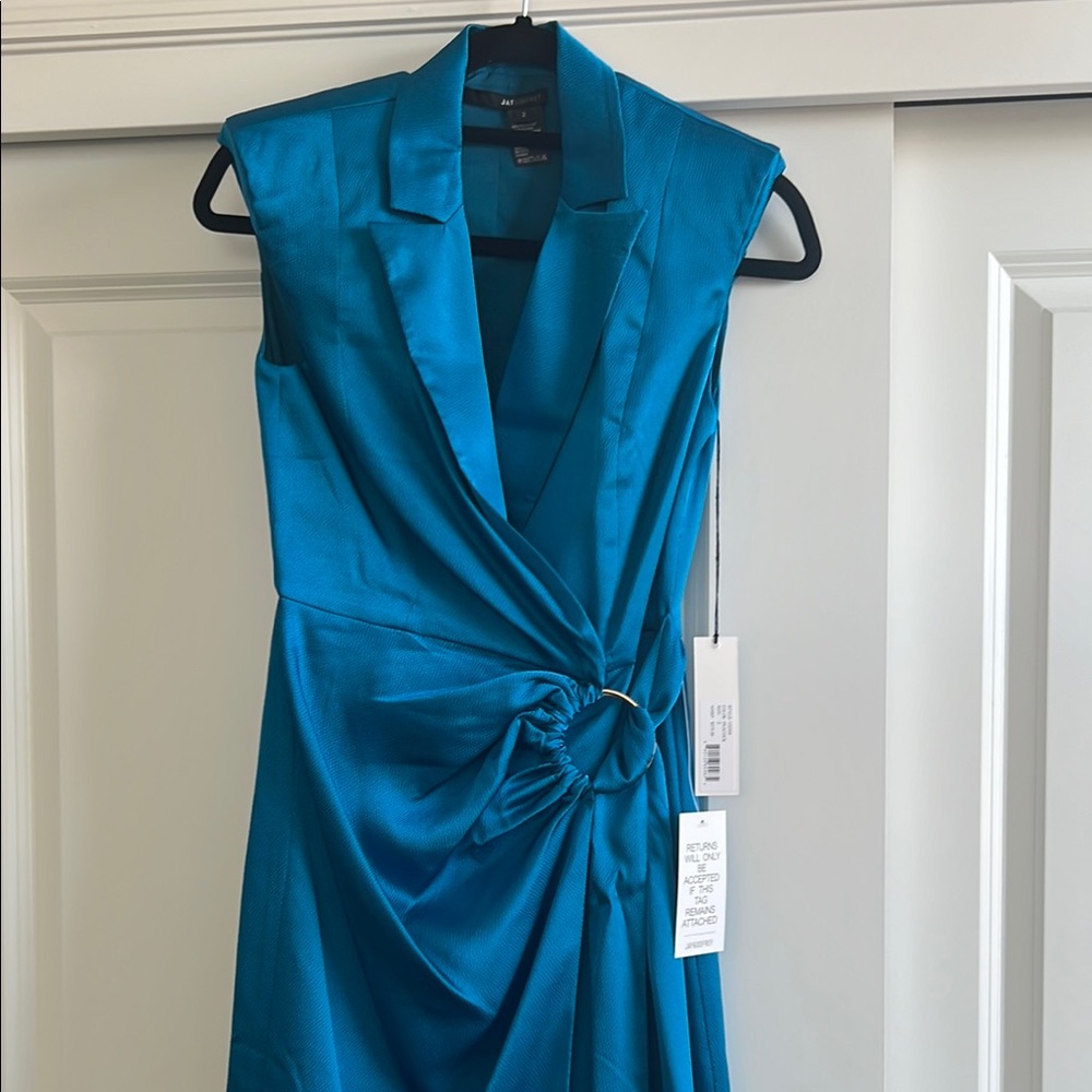 JAYGODFREY peacock teal Dress with Ring Detail.
